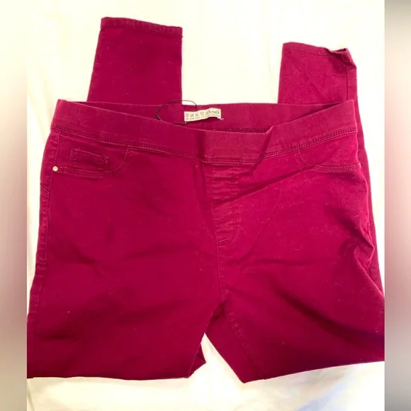 Denim Co Stretch cranberry color skinny jeans size 14 - Picture 1 of 6